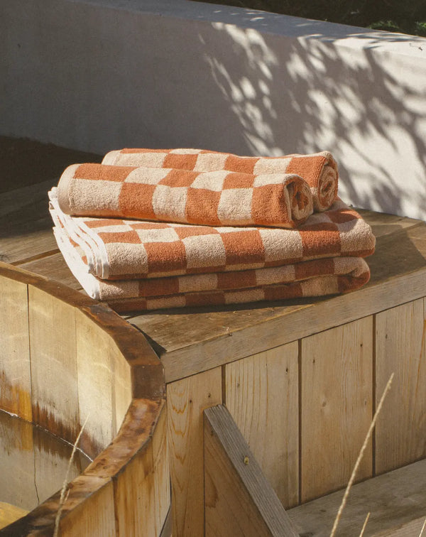 Clay Bathhouse Checkered Organic Towel Set